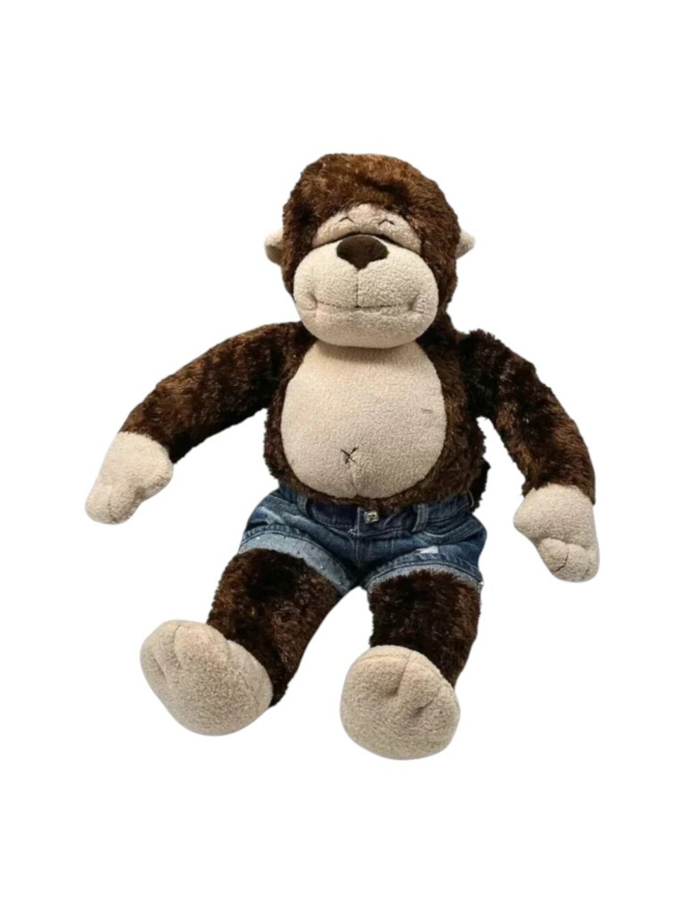 BAB Build-A-Bear Plush Gorilla 18 in ‎ Denim Shorts